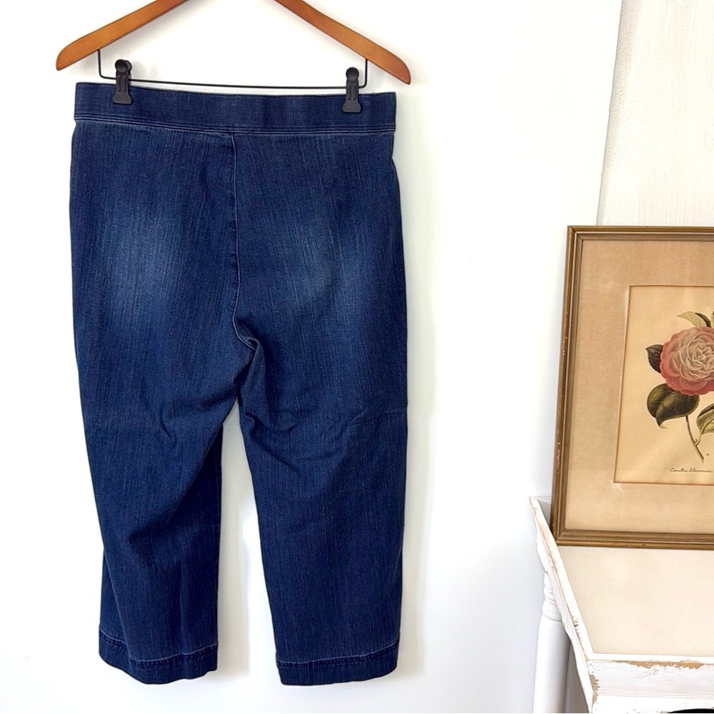 Soft Surroundings Wide Leg Crop Jeans Button Side Sz M - Picture 7 of 13